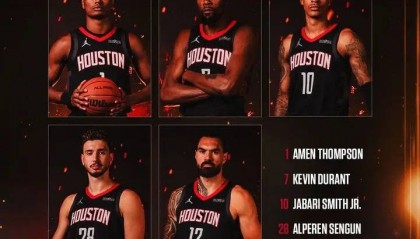 杜兰特领衔死亡五大!火箭揭幕战首发平均身高2米09